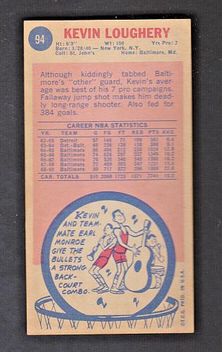1969 Topps Basketball #94 Kevin Loughery Rookie Baltimore NM
