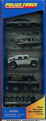 4 - Mattel HOT WHEELS -- POLICE FORCE - 5 Car Gift Pack -- MINT