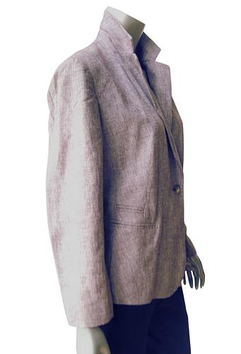 W2 Jones New York NEW Women's Cocoa 1-Button Long Sleeves Lined Linen Blazer 14W