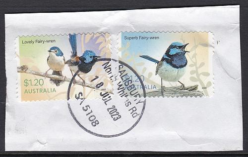 Australia: 2023 Birds, Fairy-Wrens. Peel-n-Stick FU Stamps. On Paper. Ref: P0799