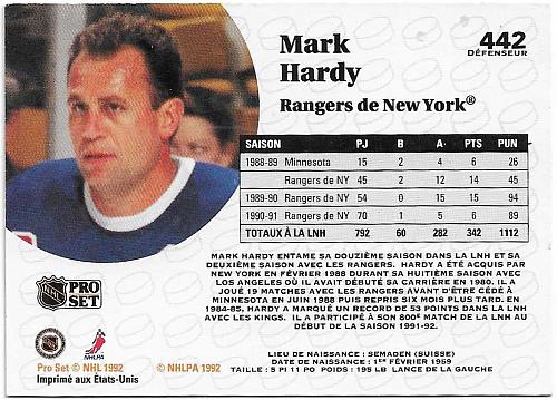 Mark Hardy - New York Rangers - Pro Set French