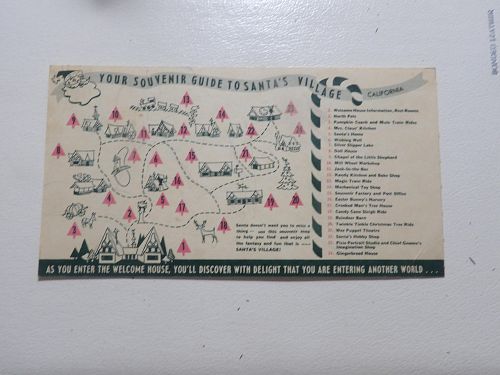 Santa's Village Park Map Card 1955 Lake Arrowhead, California