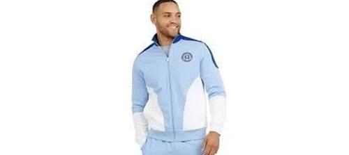 DOGG SUPPLY UNISEX FLEECE FULL ZIP JACKET XL BLUE / WHITE WITH TAGS