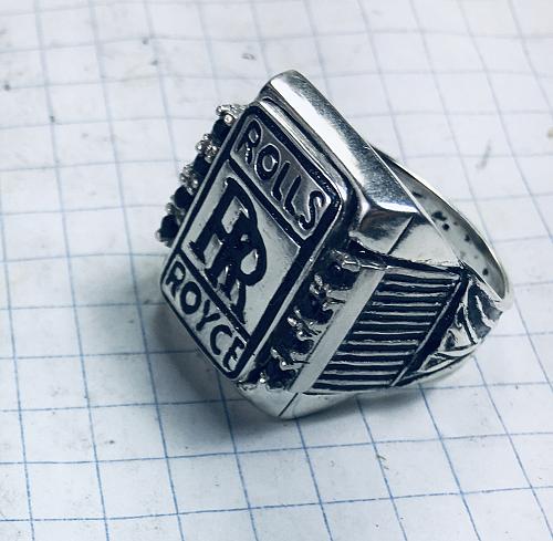 Rolls Royce Black Onyx Mens ring sterling silver Lge.