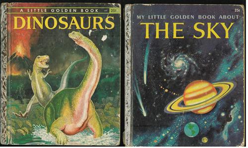 Lot of 2: Little Golden Books First Editions: THE SKY and DINOSAURS FREE Shipping