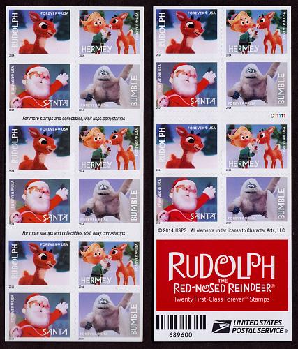 2014 CHRISTMAS FOREVER STAMPS - RUDOLPH - FOUR SHEETS OF 20 STAMPS - 80 TOTAL