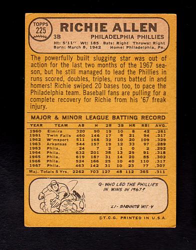 1968 Topps #225 Rich Allen Phillies EX+