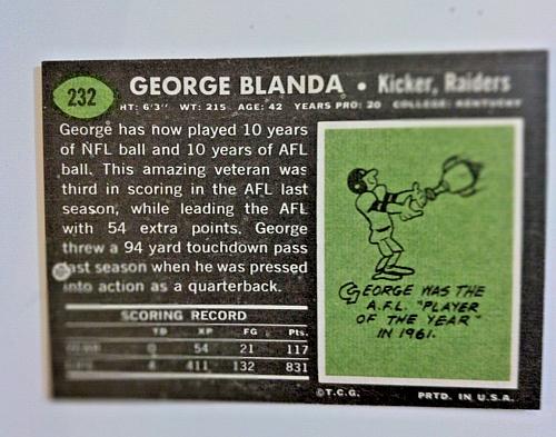 1969 Topps #232 Raiders George Blanda NM-MT