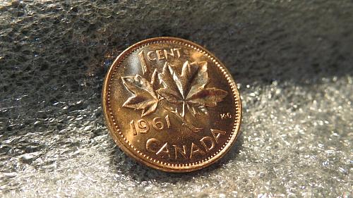 1961 Canada 1 Cents 1cent 1c one cent Canadian Penny Queen Elizabeth II BU UNC
