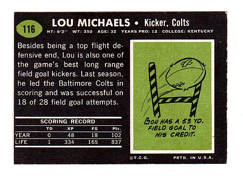 1969 Topps #116 Lou Michaels Colts NM-MT