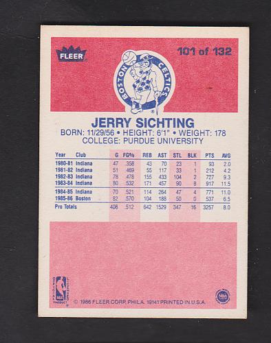 1986 Fleer #101 Jerry Sichting Celtics NM-MT