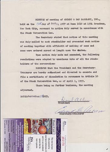2 Signed Letters EDDIE ARCARO 2 x Triple Crown Horse Racing Jockey JSA