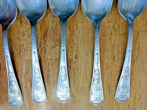 5 Silver Plated Spoons Chicago World's Fair 1933 Century Progress w/Original Box