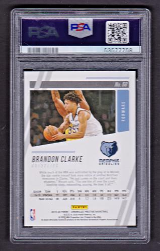 2019-20 Panini Chronicles Prestige Teal Brandon Clarke #58 PSA 9 MINT Rookie