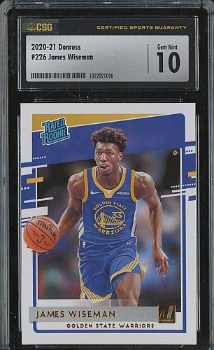 2020-21 Panini Donruss #226 James Wiseman Warriors Rookie CSG 10 GEM MINT