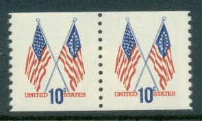 1519 10c U.S. Flags Fine MNH Pair