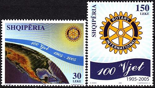 Albania stamps 2005. 100 years Rotary International. Mi 3076-3077. Set MNH