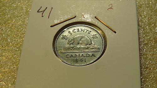1941 Canada 5 Cents 5c 5cent King George VI Canadian Nickel Beaver Five Cent j2