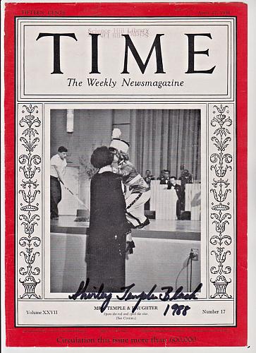Rare Shirley Temple Black Signed Time Magazine April 27 1936 Cover