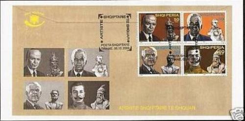 Albania stamps 2003. ALBANIAN FAMOUS ARTISTS. FDC Set MNH. Michel 2954 - 2957