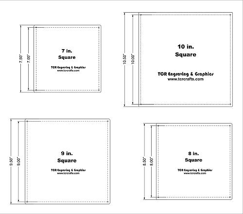 4 Piece Square Set -7,8,9,10 Inches With Guideline Holes Clear Acrylic 1/8 Inch