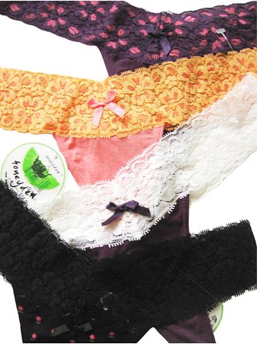 A0154 Honeydew Intimates NEW Women's Luxury Lace Waistband Stretch Rayon Thongs