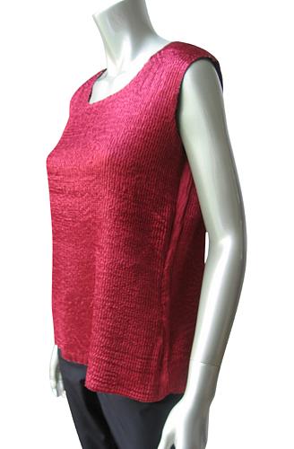 CA015 No Brand NEW Women's Red N Multi-Color Reversible Crinkle Satin Camisole L
