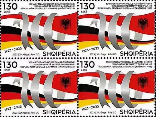 Albania Stamps 2023. 100 anniv of relation with Germany. Block of 4 MNH