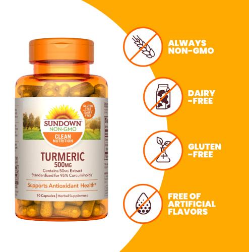 HB2 Sundown Naturals Turmeric 95% Curcumin Support Antioxidant Health 500mg 90CT