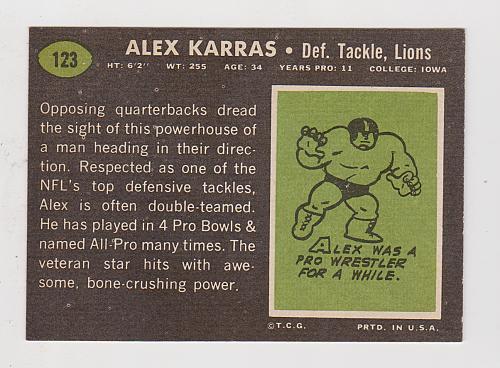 1969 Topps #123 Alex Karras Lions High Grade NM-MT