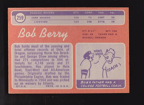 1970 Topps #259 Bob Berry RC Falcons NM-MT