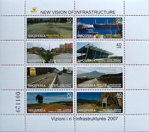 Albania Stamps 2007. New Vision of Infrastructure, Roads, Seaport. Set Sheet MNH