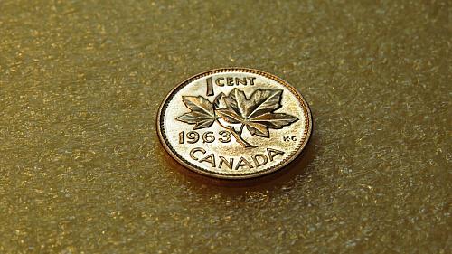 1963 Canada 1 cents 1 cent 1c One Cent Penny BU UNC Elizabeth II 1st portrait r.