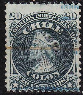 CHILE [1867] MiNr 0012 ( O/used ) [04] schwarzgr&uuml;n