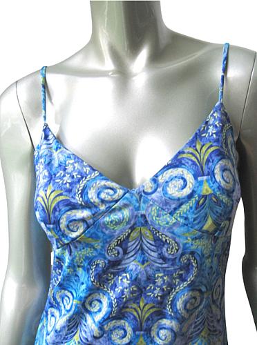 CA02 Eye Candy NEW Blue Spaghetti Strap Print Paisley A-Line Trumpet Skirt Dress