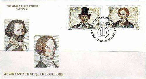 Albania 2001. Famous Musicians, Verdi, Belini. FDC Set MNH. Mich. 2806-2807