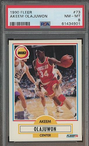1990 Fleer #73 Akeem Olajuwon Houston Rockets HOF PSA 8 NM-MT