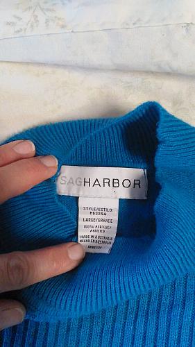 Women's Sag Harbor Blue/Green Pullover Long Sleeve Sweater Size Large