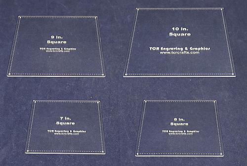 4 Piece Square Set -7,8,9,10 Inches With Guideline Holes Clear Acrylic 1/8 Inch
