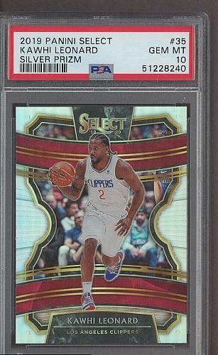 2019-20 Panini Select Silver Prizm #35 Kawhi Leonard Clippers PSA 10
