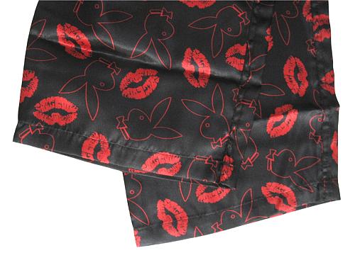 A018 Playboy NEW Men's PY02PL Red Lips and Rabbit Head Satin Lounge Sleep Pant S