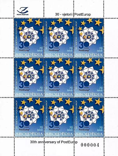 Albania Stamps 2023. 30th anniv. of PostEurop. Mini Sheet MNH