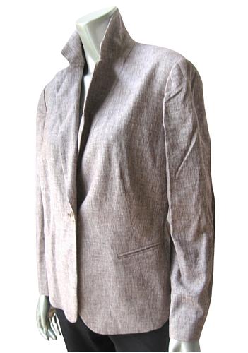 W2 Jones New York NEW Women's Cocoa 1-Button Long Sleeves Lined Linen Blazer 14W