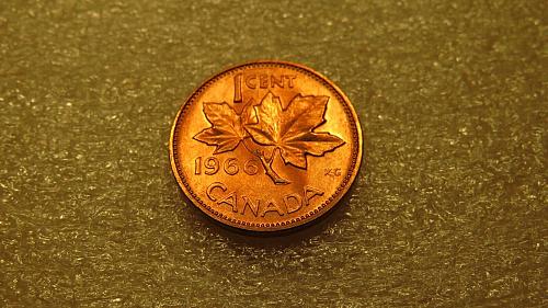 1966 Canada 1 Cents 1 cent 1c one cent Canadian Penny Queen Elizabeth II BU UNC
