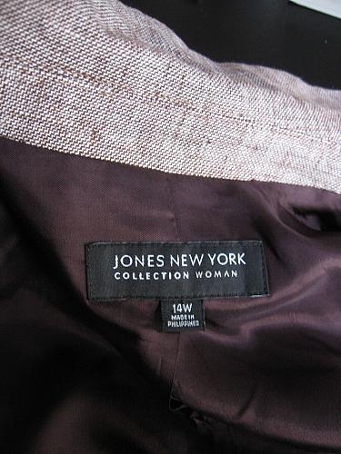 W2 Jones New York NEW Women's Cocoa 1-Button Long Sleeves Lined Linen Blazer 14W