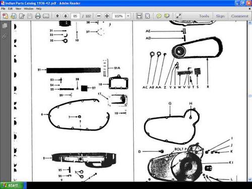 Indisch 1936-1942 Motorrad Teile Manuell Set 180pgs für 1937 1938 1939 1940 1941