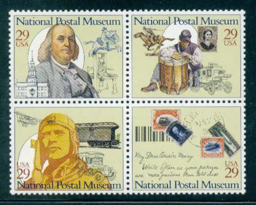 2779-2782 29c Postal Museum Fine MNH Plt/4 UL A3 444444 F09137
