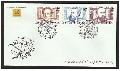 Albania 2013. Milan Šufflay; Konstantin Jireček; Ludwig Lajos Thallóczy. FDC MNH