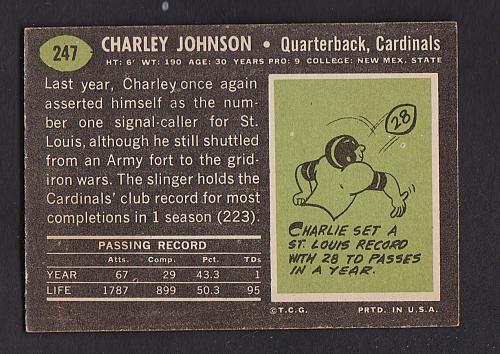 1969 Topps Football #247 Charley Johnson NM-MT