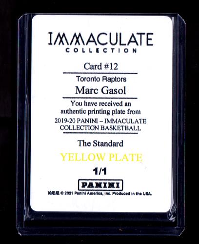 2020-21 National Treasures Yellow Plate Marc Gasol Toronto Raptors 1/1